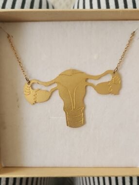 Gold Uterus Pendant Necklace — Feminine Statement Jewelry